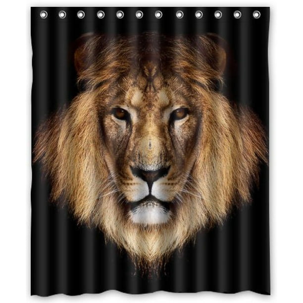 GreenDecor Lion Waterproof Shower Curtain Set with Hooks Bathroom