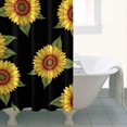 thumbnail image 4 of Sunflower and Leaf Black Pattern Modern Waterproof Shower Curtain Set with 12 Hooks, Washable Decorative Bathroom Shower Curtain, 4 of 6