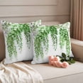 thumbnail image 2 of Green Eucalyptus Leaf Outdoor Waterproof Pillow Covers, Spring Botanical Watercolor Decorative Square Throw Pillowcase Sofa Cushion Sham for Patio/Couch/Chair, 20"x20" 2 Pack, 2 of 8