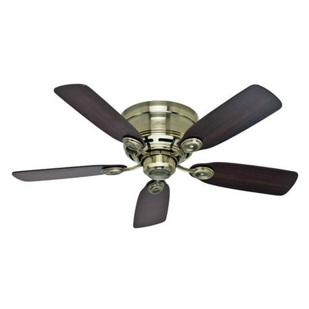 Hunter 51062 42 In Low Profile Antique Brass Ceiling Fan