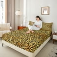 thumbnail image 4 of Manfei Brown Cheetah Print Queen Sheet Sets, Wild Animal Theme Flat Sheet, Ombre Leopard Print Queen Fitted Sheet, Ultra Soft Home Decor 4-Piece, 4 of 7