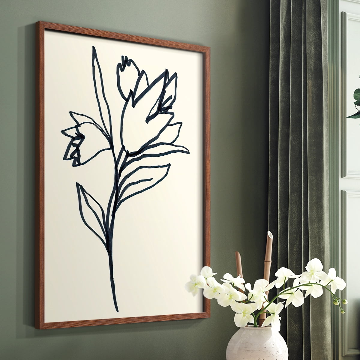 Floral Marker I in Paper Solid Wood 11 x 14 Framed Print