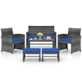 thumbnail image 2 of Costway 6PCS Patio Furniture Set Outdoor Sectional Conversation PE Rattan Sofa Set Navy, 2 of 10
