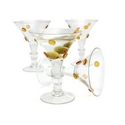 GAC Large Martini Glasses Set of 4 Cocktail Glasses for Martini Set, Beautiful Colored Martini Glass with Gold Dots,... by Corona Treasures