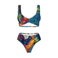 thumbnail image 3 of Honeii Vibrant Rainbow Parrot Fantasy Print Women’s Bikini Set,Two Piece Swimsuit Bathing Suits,Stylish High Elasticity Swimwear for Beach and Pool, 3 of 4