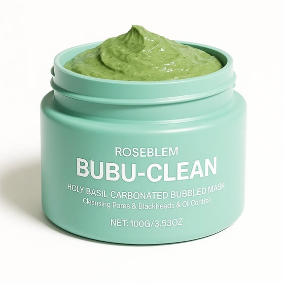 ROSEBLEM BUBU-CLEAN Carbonated Bubble Clay Mask, Pore Cleansing & Oil Control Facial Mask with Holy Basil, Kaolin & Hyaluronic Acid, 100g
