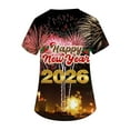 thumbnail image 5 of Womens Scrub Top Short Sleeve V Neck Scrub Top 2026 Happy New Year Print Nursing Work Uniform T Shirts with Pockets, 5 of 5