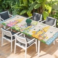 thumbnail image 2 of Easter Table Cloths for 8 Foot Rectangle Tables, Gnomes Colorful Eggs Butterfly Flowers Blue Check Patio Waterproof Elastic Fitted Tablecloths, Washable Rectangular Table Cover for Camping, 2 of 8