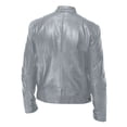 thumbnail image 4 of GXIPO Mens Leather Jacket Real Lambskin Cafe Racer Style Leather Biker Jackets For Men Gray M, 4 of 4