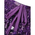 thumbnail image 6 of Women Belly Skirt, Sequined Fringe Miniskirt with Adjustable Waist Straps, Mini Skirt for Dance Performance, Rave Party，Purple, 6 of 6