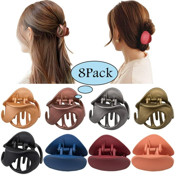 PENGXIANG Hair Claw Clips 8 Colors, Stylish Jaw Clips Non Slip Hair Clip Clamps Styling Accessories Box Packaged for Mother's Day Gift Women Girls, 8 Pieces