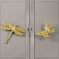 2Pcs Brass Drawer Pull Knob Gold Dreeser Handle，Dragonfly