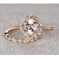 thumbnail image 4 of Antique 1.60 carat Cushion Cut Real Morganite Ring Bridal Set with man made diamond moissanite On Sterling Silver with 18k Gold Plating, 4 of 6