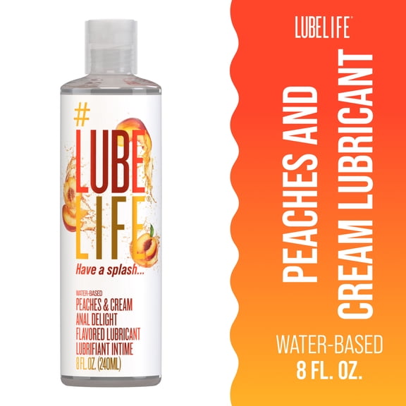 LUBELIFE Water-Based Anal Delight Peaches and Cream Lube, Non-Sticky and Easy Clean Personal Lubricant For Sex, 8 fl oz