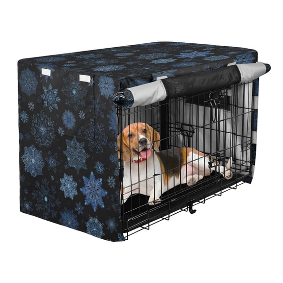 Qxltty Blue Snowflake Crate Cover Durable Oxford Cloth Pet Kennel Sunshade Universal Fit for 35in Wire Cage