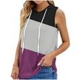 thumbnail image 1 of Mrat Débardeurs à Col Haut pour Femmes Imprimé Col Rond Ample Sport Chandail à Capuchon Débardeurs à Col Haut pour Femmes P-571 Violet TG, 1 of 3