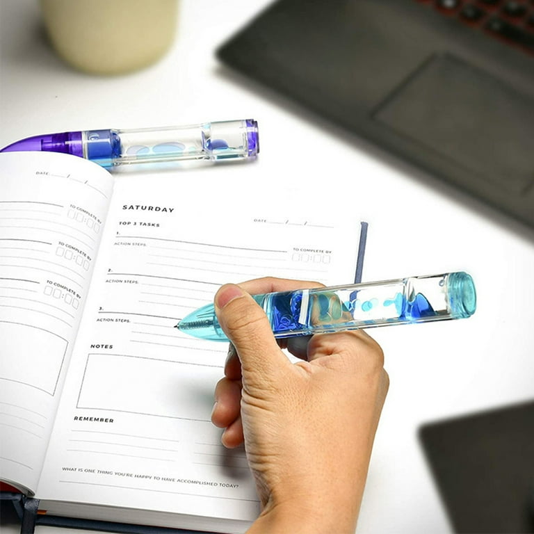 CAILINK Liquid Motion Bubbler Pens - Set of 4 Colorful Fidget Pens for Kids and Adults - Stress Relief Liquid Timer Pen - Novelty Fun Pen Sensory