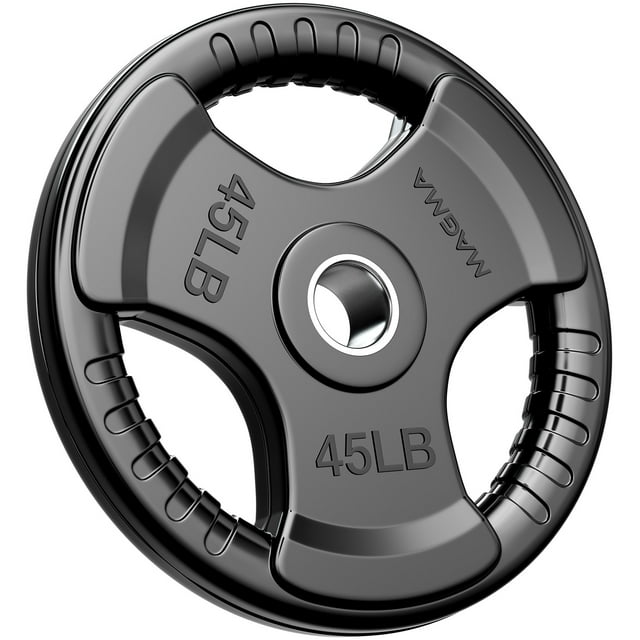 MAGMA Virgin Rubber 2-Inch Cast Iron Olympic Grip Plates, for Strength Training, Weightlifting, Muscle Toning, Weight Loss & Crossfit