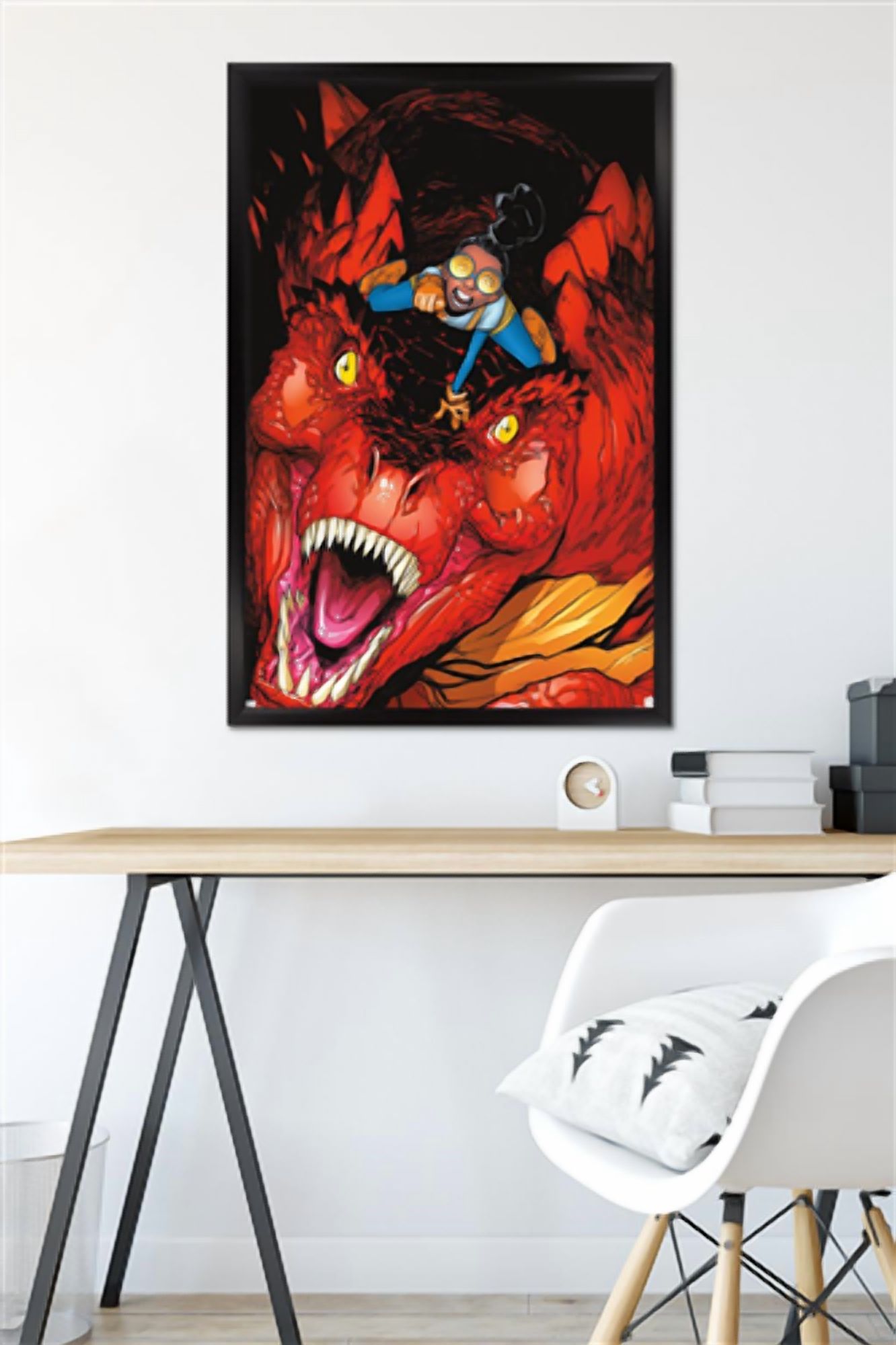 Marvel Moon Girl & Devil Dinosaur - Attack Wall Poster, 22.375" x 34" Framed