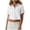 #309-White, variant on Craaazy Women Casual Tops Cropped Fit Solid Color Turn Down Collared Button Down Patch Pocket Short Sleeve Cotton Linen Blouses for Summer Daily Wear Gift
