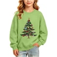 thumbnail image 3 of Wilark Girls Christmas Sweatshirts Pullover Crew Neck Long Sleeve Fleece Warm Kids Festival Tops Green 3, 3 of 9
