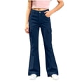 thumbnail image 2 of Girls Cargo Flare Pants Bell Bottom Leggings with Pockets Elastic Waist Stretch Bootcut Trousers for Daily Wear (5-15 Years), 2 of 8