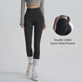 thumbnail image 4 of Women's Yoga Leggings with Phone Pockets, Built-in Mobile Phone Storage, High Waist Workout Leggings, Casual Sporty Outdoor Pants for Spring Summer Daily Wear Black L, 4 of 5