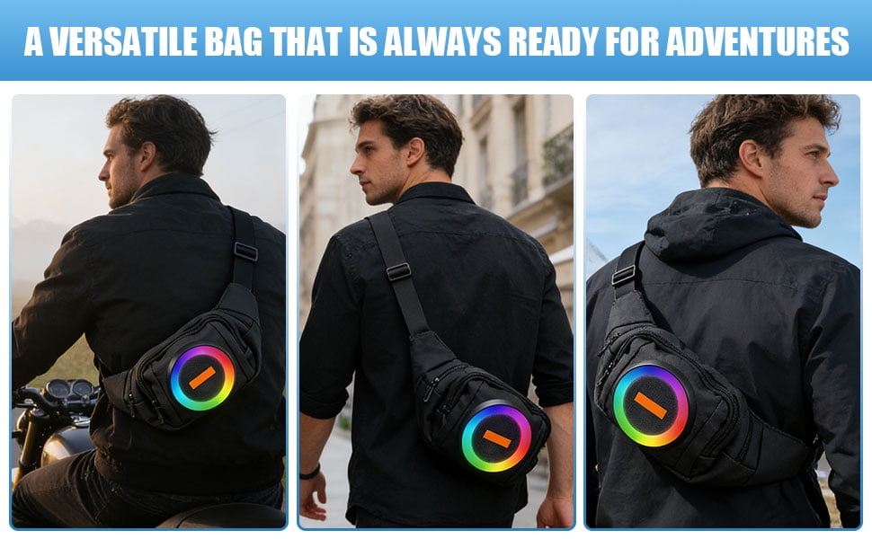 Miiottaa Convertible Backpacks with Speakers Bluetooths Fanny Pack for Parties/Festivals/Beach/Boats Rechargeable Slings Bag
