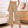 thumbnail image 2 of JIAYUE Women's Pants Ankle Length Wide Leg High Waist Palazzo Summer Flowy Beach Trousers With Pockets Casual Bottoms For Women, 2 of 6