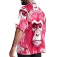 thumbnail image 3 of Pink Monkey Gorilla Men's Short Sleeve Spread Collar Tops, Casual Button Down Shirts, Printed Summer Beach Shirts, Unisex, 3 of 6