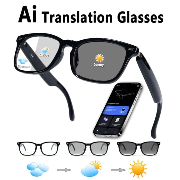 AI Translation Smart Glasses with Chat GPT for Men and Women - Real-time Translator 164 Languages, Music Playback & Hands-Free Calls for Daily Use, Travel