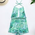 thumbnail image 2 of Babysbule Womens Swimsuits Women's Sexy Fashion Lace Backless Bikini Plant Printed High Waist Swimsuit, 2 of 6