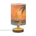thumbnail image 2 of Sea Palm Trees in Sunset Bedside Table Lamp LED Warm Lights with USB Charging Port Retro Cylinder Desk Lamps for Bedroom Living Room Office Coffee Bar Decoration, 2 of 7
