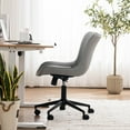 thumbnail image 6 of YOUNIKE Cute Armless Office Desk Chair Modern Upholstered Faux Leather Swivel Task Chair, Gray, 6 of 11