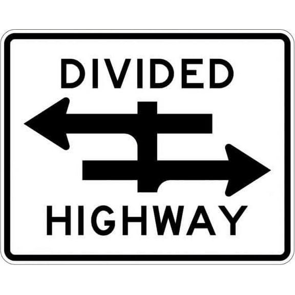 Divided Highway Crossing Sign Regulatory Traffic Signs Metal Sign Tin Sign 12x16 Inch - Caution Safety Warning Security Signs Indoor & Outdoor Signs for Home, Office, Work