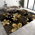 thumbnail image 2 of Tropical Five-Petal Flower Banana Leaves Area Rugs, Anti-Slip Carpet On Black Background, Distressed Carpet Easy Care Good Water Absorption Apply To Cafe Office Door Mats Porch 5x6ft, 2 of 6