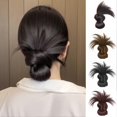thumbnail image 2 of Clip-On Messy Bun Hairpiece, Feathered Bun Wig, Claw Clip Messy Buns Hair Piece, Ponytail Extension for Women, 2 of 5