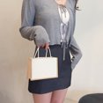thumbnail image 4 of husxh Women Burlap Jute Tote Bag Large Capacity Canvas Grocery Tote Handbag Contrast Color Ladies Outdoor Handbag, 4 of 9