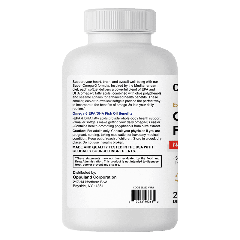 Oppuland Gold Omega-3 Fish Oil – High-Potency EPA & DHA for Heart, Brain, Joint & Immune Support – 120 Softgels Capsules Natural Lemon Flavor