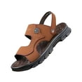 thumbnail image 1 of Mens Sandals Flats Dual Use Strap Open Toe Soft Sole Non Slip Walking Sports Beach Sandals Brown, 1 of 8
