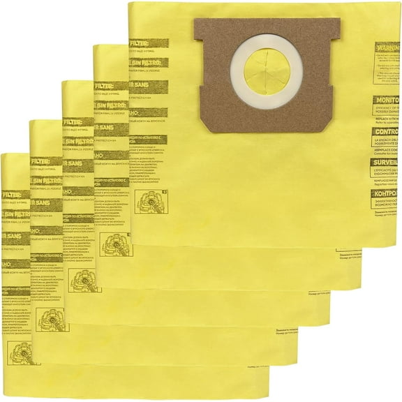 5 Pack 91964 Type D Vacuum Filter Bags Compatible with Shop-Vac 4 Gallon Vacuum, Replacement 9196400 9196433 High Efficiency Dust Collection Bag