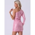 thumbnail image 3 of DARING DIVA Elegant Sequin One Shoulder Midi-Length Party Dress XS Pink, 3 of 6