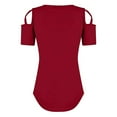 thumbnail image 3 of GigrtiJin Summer Tops for Women Solid Color Cold Shoulder Short Sleeve T Shirts Crew Neck Loose Tunics Blouse, 3 of 4