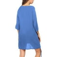 thumbnail image 3 of Gibobby Playera Corte clásico para Mujer Camiseta suelta informal con cuello en V para mujer, blusa manga corta con estampado(Azul,M), 3 of 4