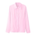 thumbnail image 5 of YANGXINX Womens Dress Shirts Long Sleeve Button Down Solid Lapel Collar Tunic Tops Regular Fit Stretch Casual Business Office Work Blouses, 5 of 6