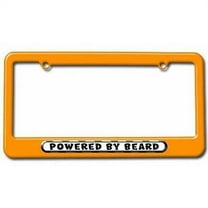 Powered By Beard License Plate Tag Frame, Orange Color