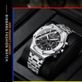 thumbnail image 3 of Reloj de Cuarzo Cronógrafo Octagonal para Hombre, Fase Lunar, Fecha, Luminoso, Reloj de Pulsera de Acero Inoxidable, 3 of 6