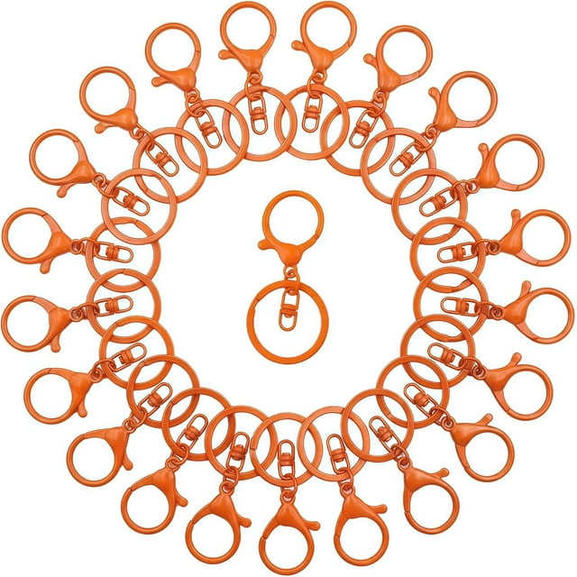 Lobster Claw Clasps for Keychains 24Pcs Metal Large Lobster Claw Clasps Flat Split Key Chain Rings Bag Charm Clip Keychain Clip Hooks for DIY Key Chain Supplies Accessories.,Orange