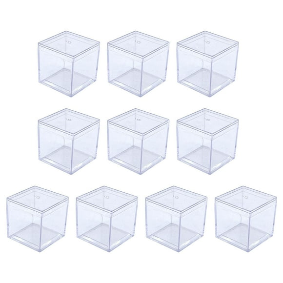 10 X Mini Estuche de Exposición Acrílico Caja de Dulces Duradera a Prueba de Polvo Almacenamiento Multiusos Cubo Organizador Transparente para Juguete 33x33x33 cm