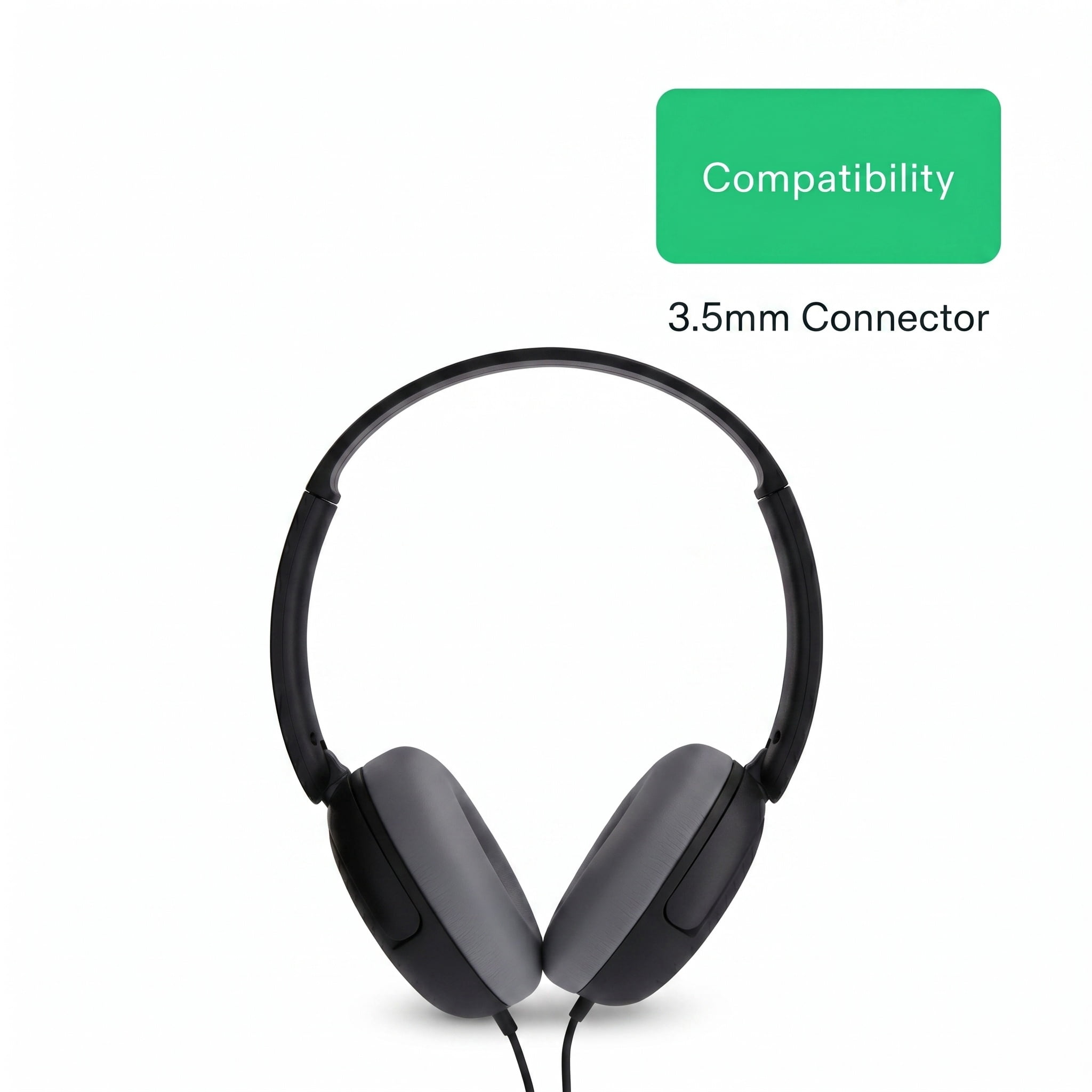 onn On-Ear Headphones with 3.5 mm Connector, Black
